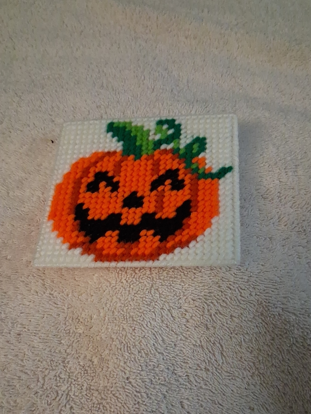 Jack-O'-Lantern Plastic Canvas Pumpkin Magnet